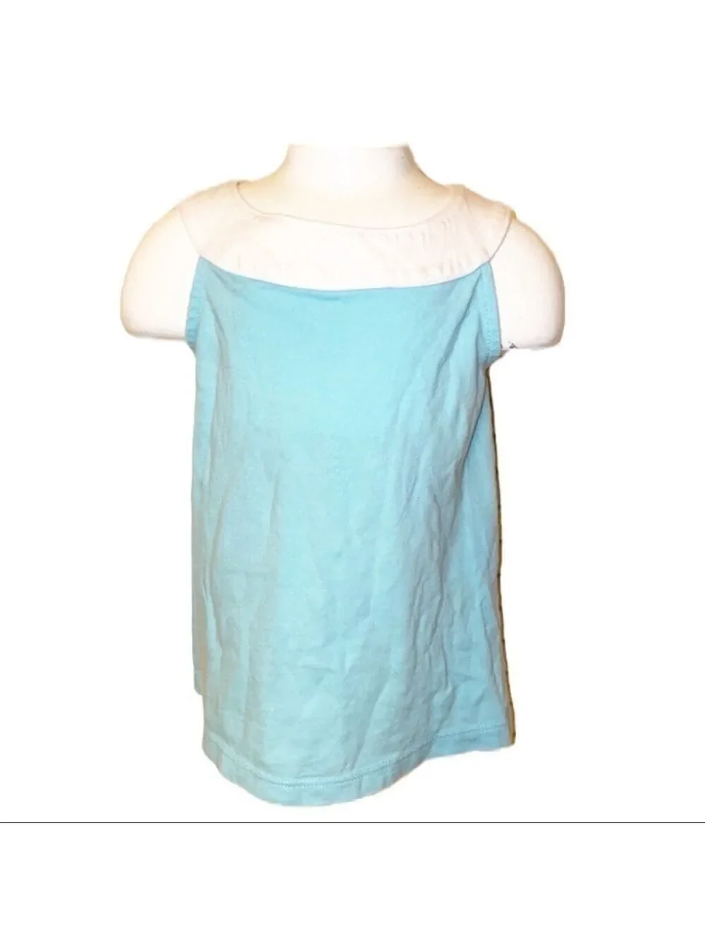 Baby Gap Girls Top Size 3 Years Turquoise White Sleeveless Blouse